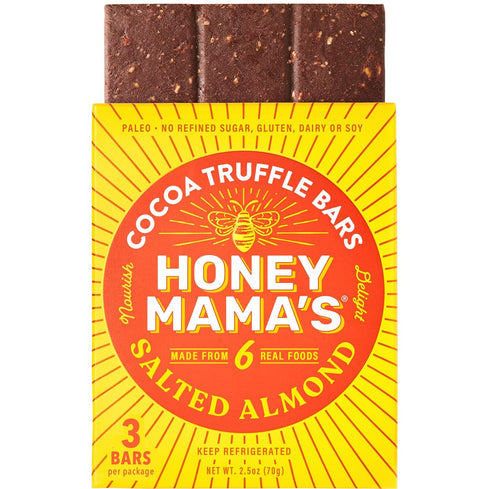 Honey Mama's, Salted Almond Cocoa Truffle Bars, No Refined Sugar, Gluten Free,