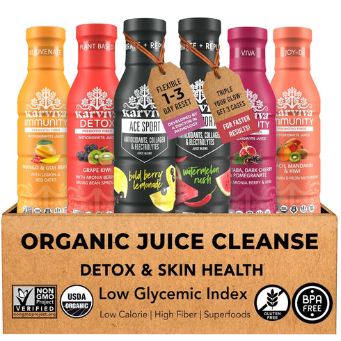 Karviva Organic Juice Cleanse for Glowing Skin, Digestive Support & Craving Control