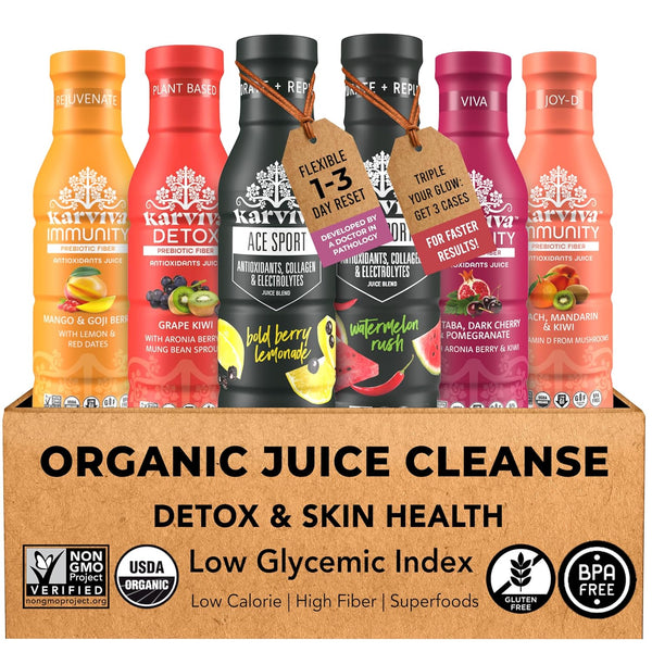 Karviva Organic Juice Cleanse for Glowing Skin, Digestive Support & Craving Control