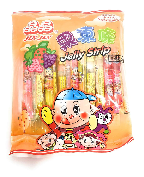 JIN JIN - Jelly Strip (Jelly Filled Straws in Assorted Flavors) - Net Wt.