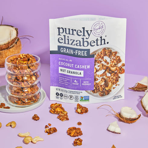(8oz Purely Elizabeth, Coconut Cashew, Keto Granola, Grain-Free, Non-GMO, Paleo Bag)