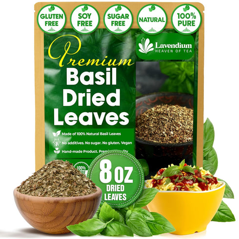 Lavendium, Premium 8oz Dried Basil 100% Pure, Non-GMO, Gluten-Free, Vegan Aromatic Culinary