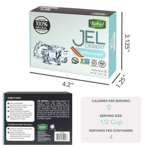 Bakol Jel Dessert - All Natural Vegan Dessert Mix, Kosher, Halal, Unflavored (PACK OF 3)