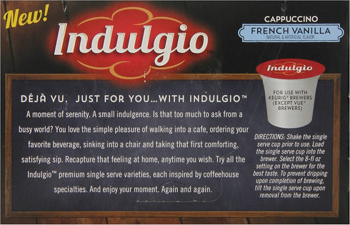 Indulgio 12-Count Cappuccino, French Vanilla, Single Serve Cup for Keurig K-Cup Brewers