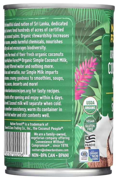 13.5 Oz (Pack 1) Native Forest Organic Coconut Milk Unsweetened - Unsweetened Coconut Milk Canned & Organic, Simple