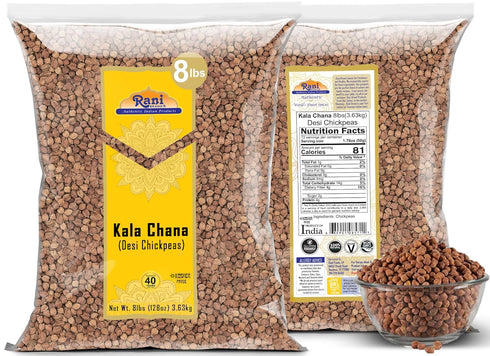 128oz (8lbs) 3.63kg Rani Kala Chana (Desi Chickpeas Chana with skin) Bulk ~ All Natural | Gluten Friendly | NON-GMO |