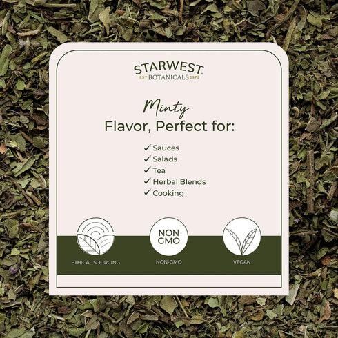 1 lb Starwest Botanicals Spearmint Leaves - Loose Leaf Herb for Tea, Dried Spearmint Leaf for Herbal Blends, Cut