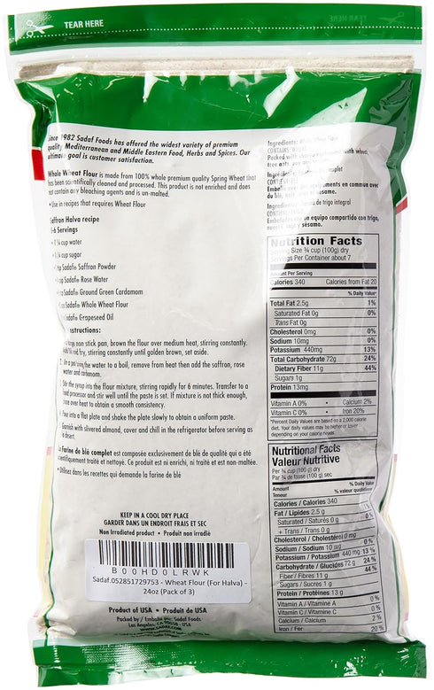 24 Oz Sadaf Wheat Flour - Flour Wheat for Cooking or Baking - Desserts and Appetizers - Kosher - Bag