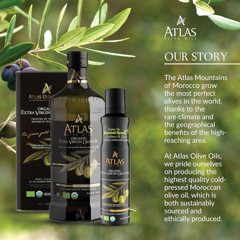 5.4 oz, 2 Pack, Olive Oil Spray by Atlas, Dual Function Olive Oil Cooking Spray and Stream, fl Extra Virgin, Non Stick