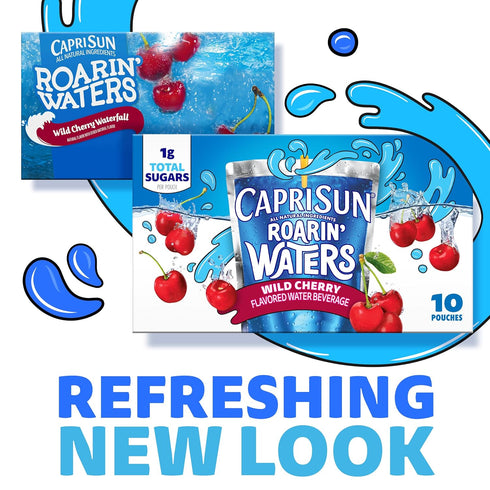 40 6 oz Capri Sun Roarin' Waters Flavored Water Beverage, Pouches, for School Lunches and On-the-Go Hydration, Wild