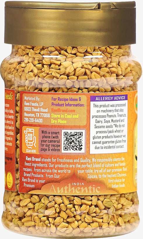 Rani Whole Fenugreek (Methi) Seeds, 5oz (141g) PET Jar, All Natural | Vegan | Gluten Friendly | Non-GMO | Kosher