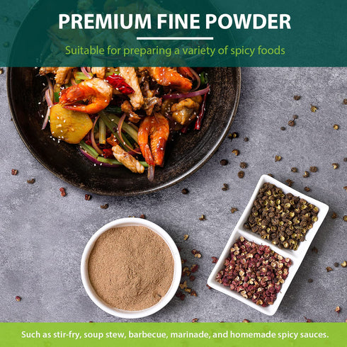 Soeos Sichuan Peppercorn Powder, 1oz (28.3g), Non-GMO Verified Ground Sichuan Green Peppercorns for Mapo Tofu