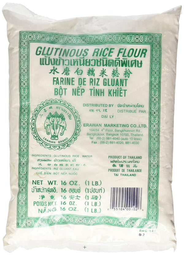 ERAWAN , Dried Sweet 2x 1 Lb Traditional Water Milled, Glutinous Rice Flour,