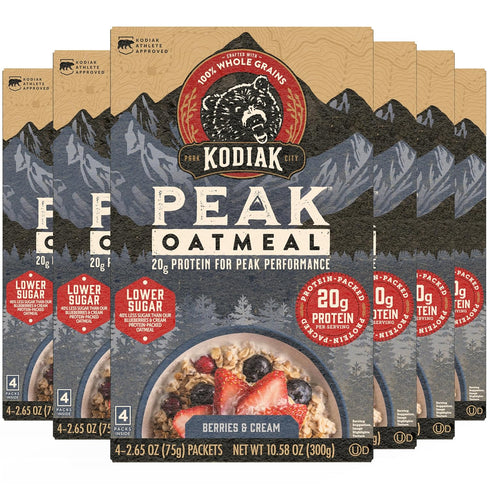Kodiak Cakes Peak Instant Oatmeal Packets, Berries & Cream, High Protein,100% Whole