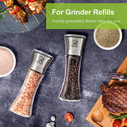 Soeos Himalayan Pink Salt 39 oz + Whole Black Peppercorns 18 oz - Kosher Bulk Spice Seasoning Set for Cooking