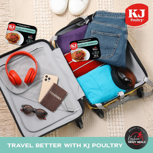 (1 Pack) KJ Poultry Kosher Parve Ready Meals - Eggplant Parmesan, MRE Meals Ready to Eat, Halal, Prepared Entree Fully