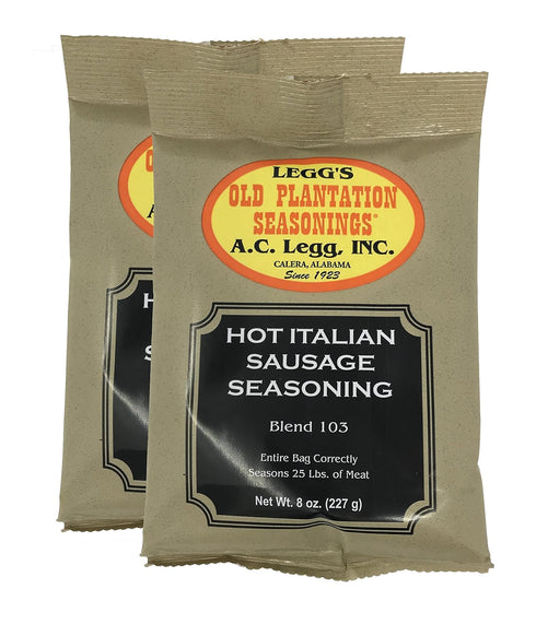 A.C. Legg's Hot Italian Sausage Seasoning, 2 Packs, 8 Ounce Each