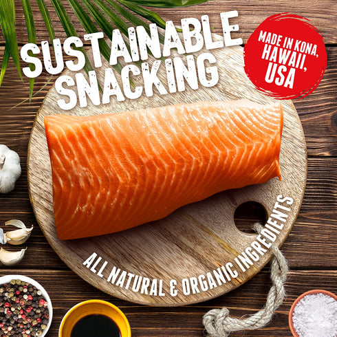 Omega-3 2oz Pack Kaimana Jerky Wild Caught Salmon Jerky - Organic Sweet & Savory Dried Fish Strips Rich in & Protein