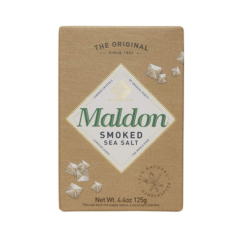 Maldon Salt, Smoked Sea Salt Flakes, 4.4 oz (125 g), Kosher, Handcrafted Gourmet Pyramid Crystals