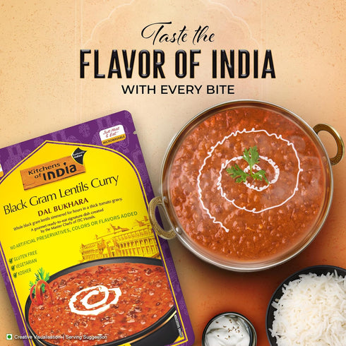 10-Ounce (Pack 6) Kitchens Of India Ready To Eat Dal Bukhara, Black Gram Lentil Curry, Boxes