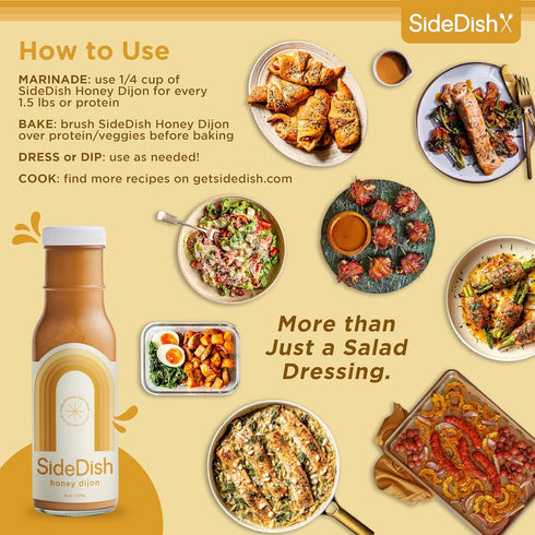 8 oz SideDish Honey Dijon Dressing Seed Oil Free Made w/Avocado Oil Refined Sugar Free, Dairy & Gluten Free Dip