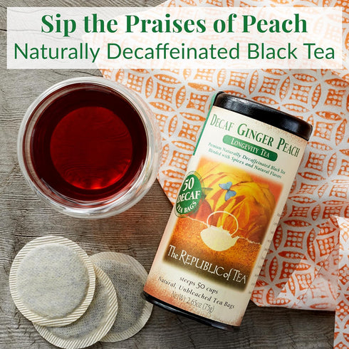 100 The Republic of Tea - Decaf Ginger Peach Black Tea Super Refill, Tea Bags