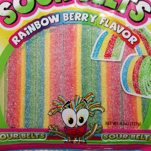 Sour Dudes (1) Bag Sour Belts - Rainbow Berry Flavor Made With Real Fruit Juice Sour & Sweet Candy - 4.5 oz