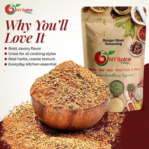 1 NY Spice Shop Burger Blast Seasoning - Pound Bold Spice Blend for Burgers Fries Grilled Meats & More - All-Purpose