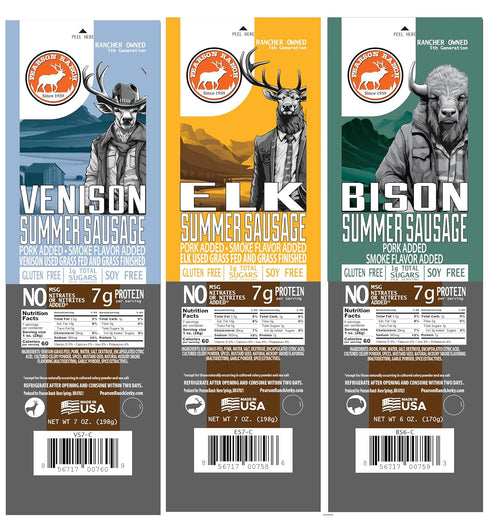 Summer 3 Summer 2 PEARSON RANCH Exotic Meat Sausage Gift Box, Charcuterie Meat Includes Sausages (Elk, Venison