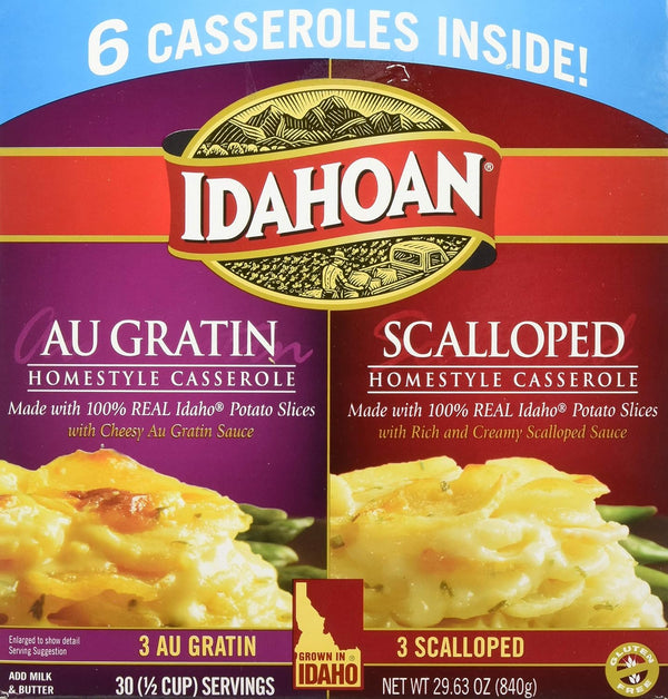 Idahoan Au Gratin and Scalloped Homestyle Casserole Potatoes, Made with Gluten-Free 100-Percent