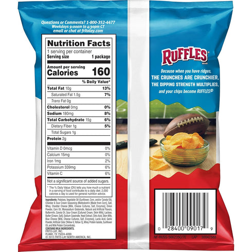1oz (40 Count) Ruffles Potato Chips, Cheddar Sour Cream