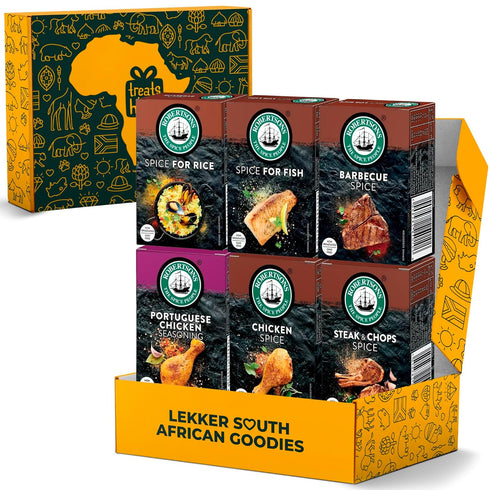 Set 6 Seasoning Spice Piece Variety Roberstons Collection from South Africa, BBQ Rubs, Marinades, Seasonings