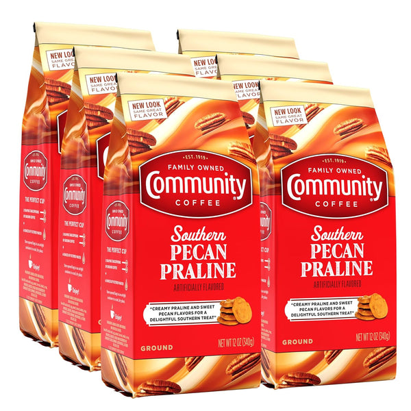 Community Coffee Southern Pecan Praline Flavored 72 Ounces, Medium Roast Ground Coffee,