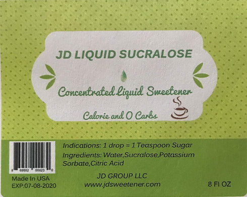 JD Liquid Sucralose - 8 fl oz Concentrated Liquid Sweetener for Cooking and Baking