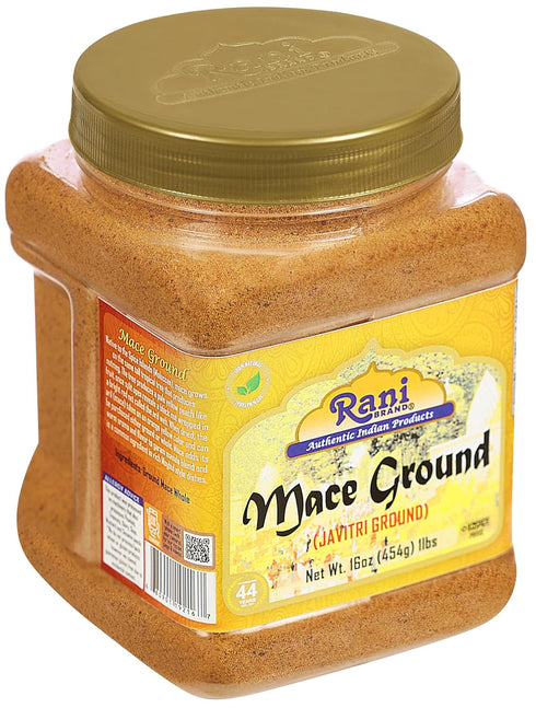 16oz (1lb) 454g Rani Mace Ground (Javathri) Powder, Spice PET Jar ~ All Natural | Vegan | Gluten Friendly | NON-GMO |