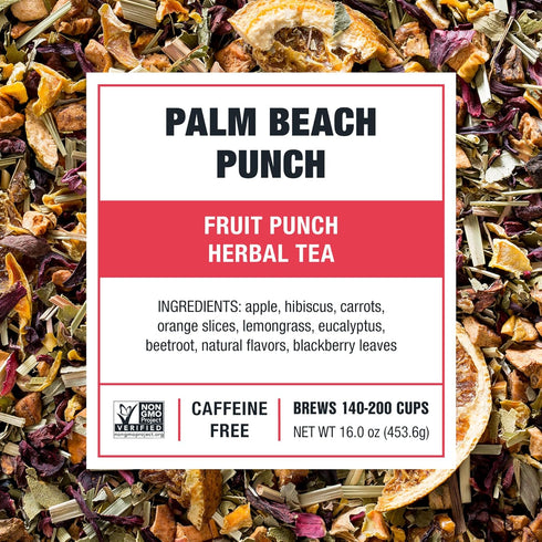 16oz 200 Tiesta Tea - Palm Beach Punch, Loose Leaf, Fruit Punch Herbal Tea, Caffeine-Free Tropical Blend with Apple