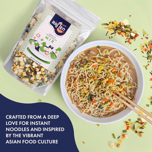 (7.5 oz, Ramen Eats Garlic Tofu Vegetables Dried Ramen Toppings for Noodles, Rice and more Veggie Mix)