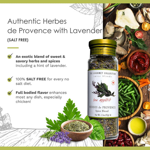 156 The Gourmet Collection Seasoning Blend & Spice Collection: Herbes De Provence Spice Blend with Lavender: Salt-free: