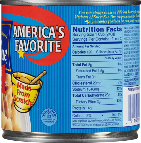 24 oz (Pack 12) 14g Sweet Sue Chicken & Dumplings, Can of - Protein per Serving - Made from Scratch Soup Recipe, Ready