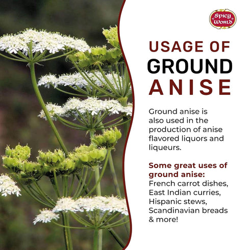 Spicy World Ground Anise Powder, 7 Ounce - Pure & Natural, Great for Baking, Cooking, and Tea