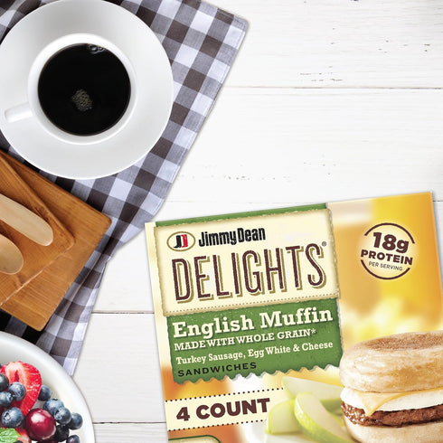 Jimmy Dean 4 Count (Frozen) Delights Turkey Sausage, Egg White and Cheese English Muffin Breakfast Sandwiches