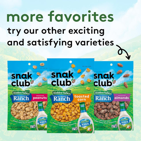 8 oz Snak Club Hidden Valley Ranch and Dill Pickle Flavored Snack Mix, Toasted Corn, Roasted Almonds, Peanuts, Salted