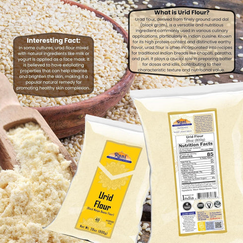 28oz (1.75lbs) 800g Rani Urid/Urad Flour (Black Matpe Beans Flour) ~ All Natural | Vegan | Gluten Friendly | NON-GMO |