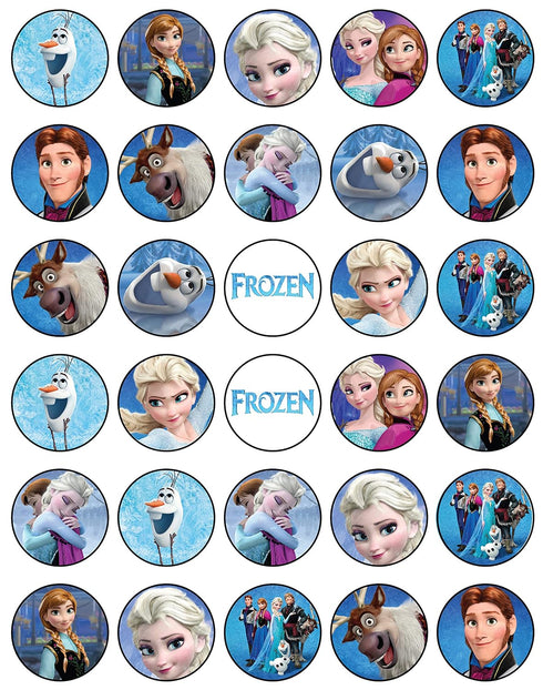 30 x Edible Cupcake Toppers - Winter Princess Party Collection of Edible Cake Decorations, Uncut Wafer Sheet Prints