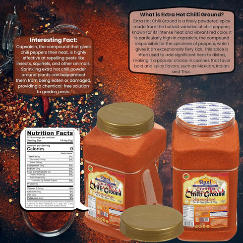 80oz (5lbs) 2.27kg Rani Extra Hot Chilli Powder Indian Spice Bulk PET Jar ~ All Natural | No Color added | Gluten