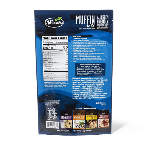 AiPeazy - Muffin Mix - Blend of Tigernut, Coconut and Tapioca - Gluten, Egg, Dairy, Grain Free