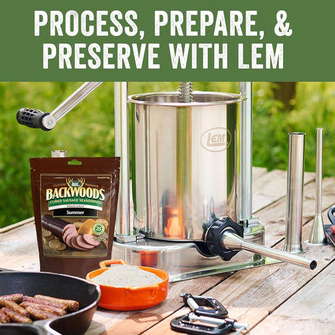 Summer 25 20.5 Packet Packet LEM Products Backwoods Reduced Sodium Sausage Cured Sausage Seasoning, Ideal for Wild
