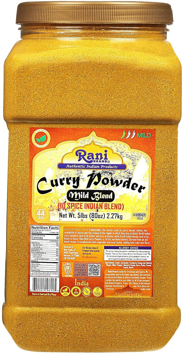 Rani Curry Powder Mild (10-Spice Authentic Indian Blend) 5lbs (2.27kg) PET Jar