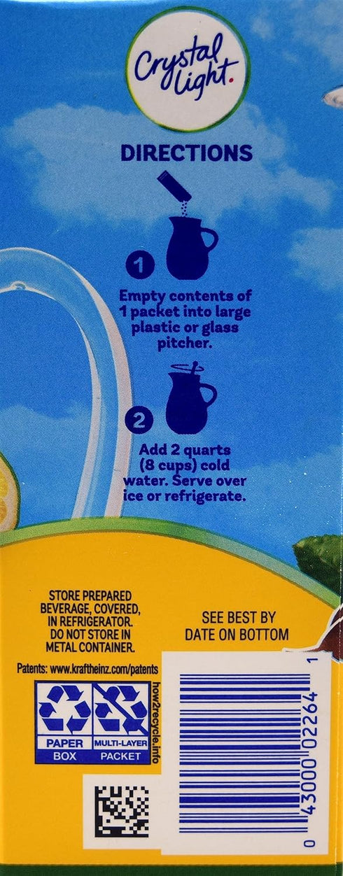 12-Quart (Pack 5) Crystal Light Decaf Lemon Iced Tea Natural Flavor Drink Mix, Canister