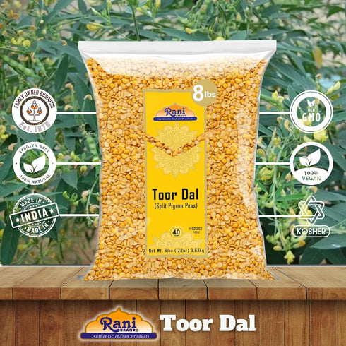 128oz (8lbs) 3.63kg Rani Toor Dal (Split Pigeon Peas) Bulk ~ All Natural | Gluten Friendly | NON-GMO | Vegan | Indian